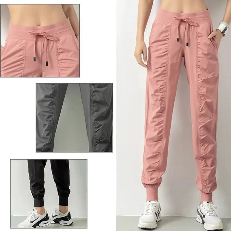 Women’s Fabric Drawstring Running Sport Joggers - MORE COLOURS