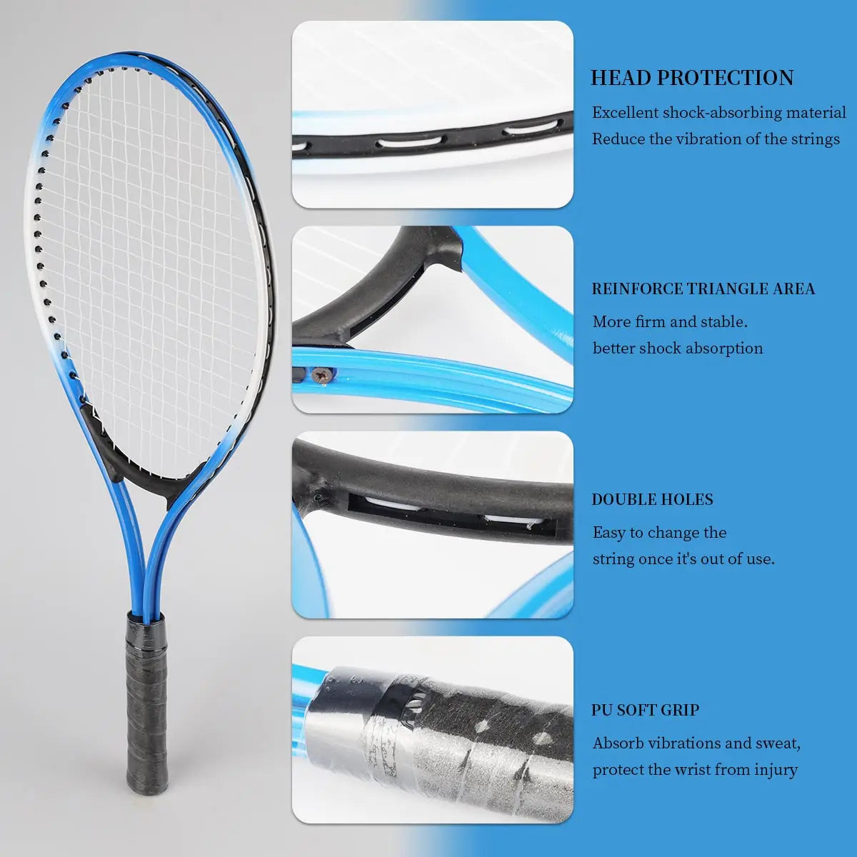 2x Tennis Racket And Ball Set With Included Tennis Bag - MORE COLOURS
