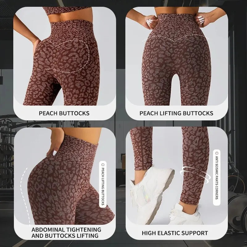 Women's Seamless Leopard Print Yoga Pants - MORE COLOURS